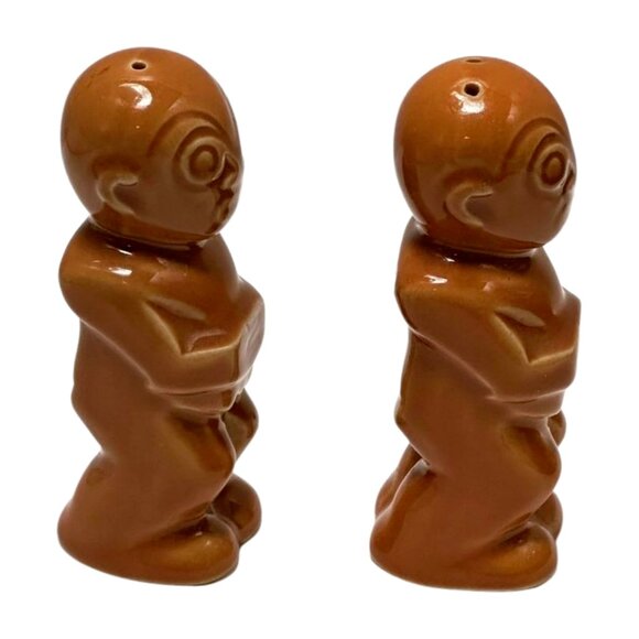 Tiki Trader Vic Salt and Pepper Shaker Brown Tan Ceramic - Picture 3 of 6